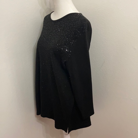 EUC Quacker Factory Black Glitzy Sequin Blouse Size XL - Picture 5 of 11